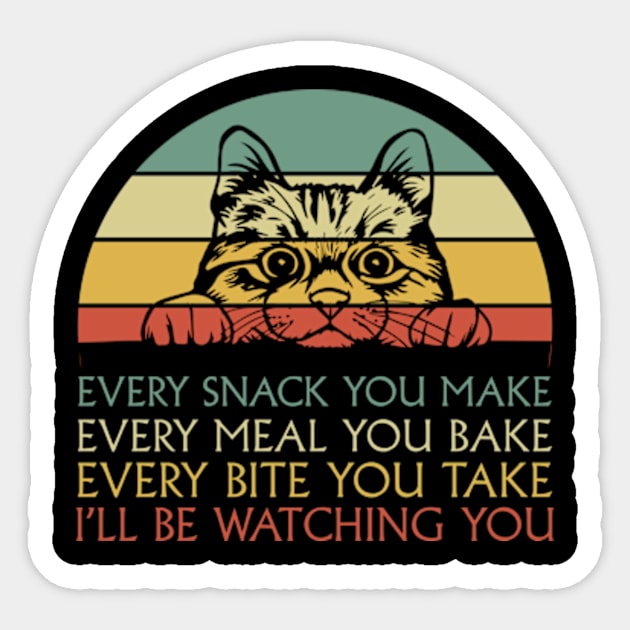 I'll Be Watching You, Funny Scary Cat Jokes, Cat Moms, Cat Dads, Cat Gifts 2023 Sticker by sarcasmandadulting